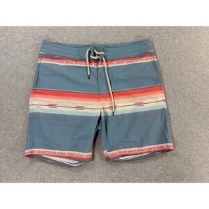 Faherty Striped Beach Board Shorts (Men's 33) Blue - 8"